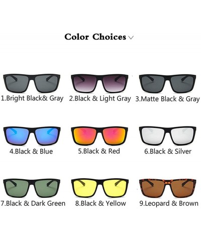 Square Men Rectangle Sunglasses Square Driving Sun Glasses Mirror Shades Eyewear Oculos De Sol UV400 Gafas - CK197A2X5Y4 $24.93