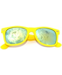 Wayfarer Vintage Green Mirror Lens Sunglasses Matte Yellow Frame for Women - CO11NJ19BWH $11.64