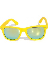 Wayfarer Vintage Green Mirror Lens Sunglasses Matte Yellow Frame for Women - CO11NJ19BWH $11.64