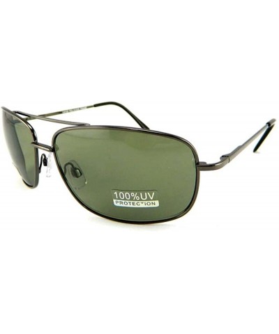 Rectangular New Promotional Budget Rectangular Metal Aviator Sunglasses With Spring Temple - Gunmetal - CY11F4GCHLR $11.42