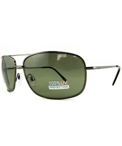 Rectangular New Promotional Budget Rectangular Metal Aviator Sunglasses With Spring Temple - Gunmetal - CY11F4GCHLR $19.99