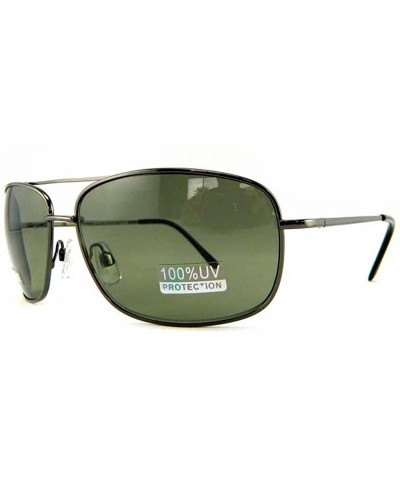 Rectangular New Promotional Budget Rectangular Metal Aviator Sunglasses With Spring Temple - Gunmetal - CY11F4GCHLR $11.42
