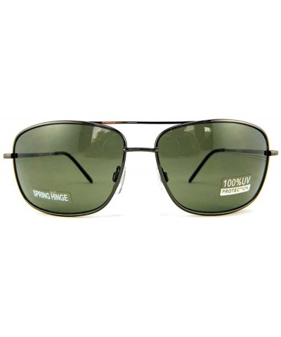 Rectangular New Promotional Budget Rectangular Metal Aviator Sunglasses With Spring Temple - Gunmetal - CY11F4GCHLR $19.99