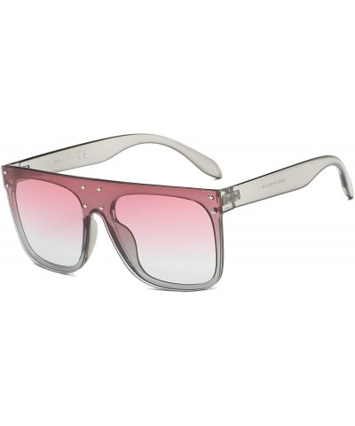 Oversized Women Fashion Retro Vintage Square Oversized Flat Lens Sunglasses - Clear Grey - C918WSEO0WL $18.42