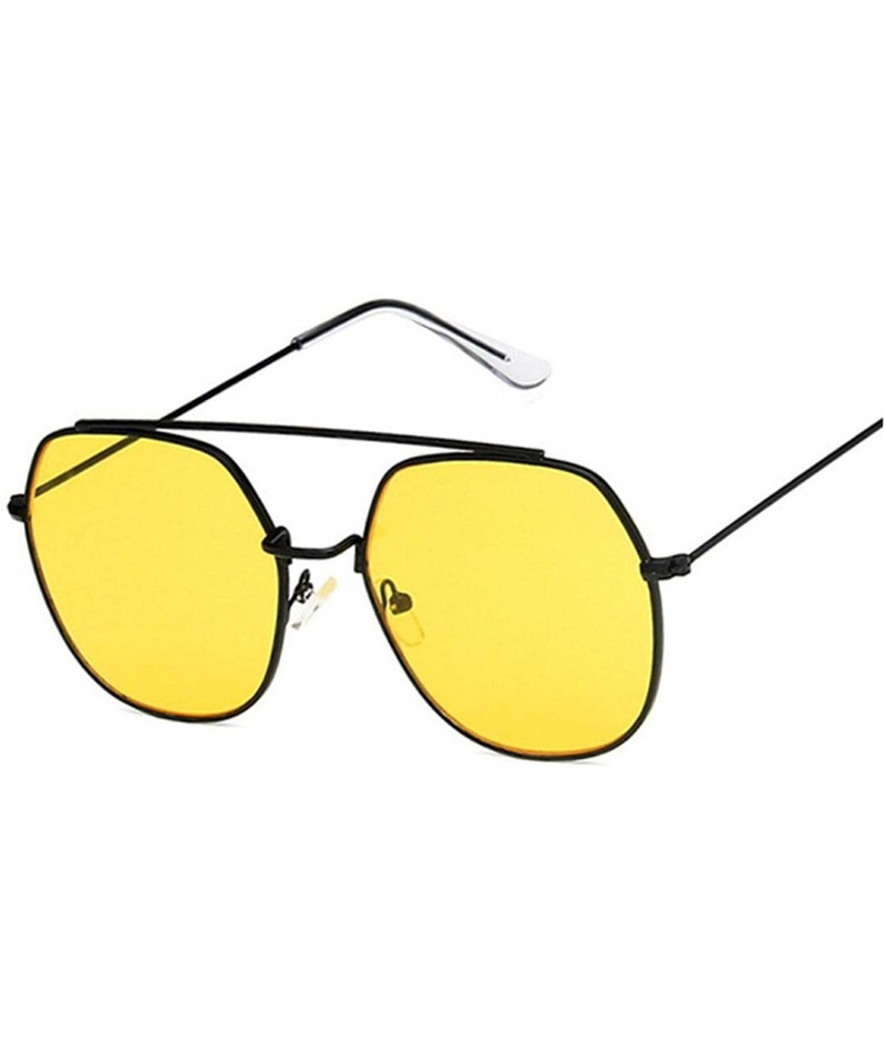 Round 2020 Retro Round Sunglasses Women Designer Mirror Sun Glasses Female Vintage Lunetteeil Femme - Blackyellow - CC198ZW5M...