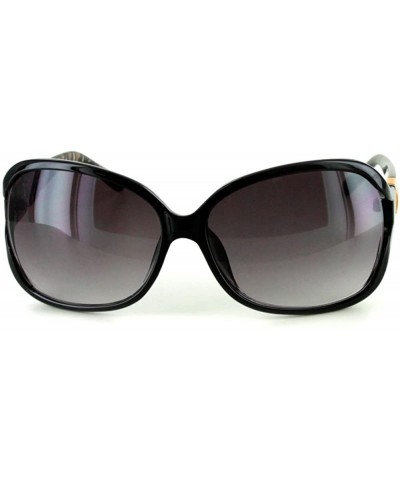 Butterfly Urban Safari" Fashion Oversized Sunglasses with Butterfly Shape for Women - Black W/ Smoke Lens - CT11NY3L1RN $13.18