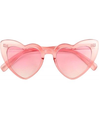 Round Oversized Heart Shaped Candy Colorful Love High Tip Round Sunglasses - Pink Frame / Pink Lens - C118QL7E4CZ $22.75