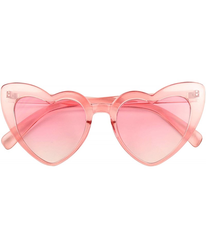 Round Oversized Heart Shaped Candy Colorful Love High Tip Round Sunglasses - Pink Frame / Pink Lens - C118QL7E4CZ $19.84