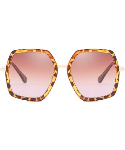 Square Oversized Square Sunglasses for Women Retro Chic Metal Frame UV400 Geometric Brand Designer Shades - CW18TMQMSQE $34.22