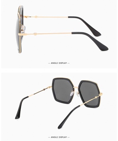 Square Oversized Square Sunglasses for Women Retro Chic Metal Frame UV400 Geometric Brand Designer Shades - CW18TMQMSQE $21.73