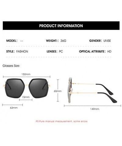 Square Oversized Square Sunglasses for Women Retro Chic Metal Frame UV400 Geometric Brand Designer Shades - CW18TMQMSQE $21.73