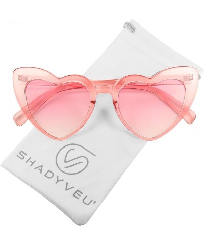 Round Oversized Heart Shaped Candy Colorful Love High Tip Round Sunglasses - Pink Frame / Pink Lens - C118QL7E4CZ $8.46