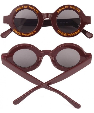 Oversized Oversize Fashion Thick Bold Frame Round Sunglasses Anti-UV Outdoor Colorful Glasses - Brown - CR192G2HUIY $18.56