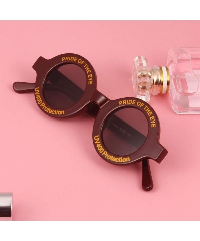 Oversized Oversize Fashion Thick Bold Frame Round Sunglasses Anti-UV Outdoor Colorful Glasses - Brown - CR192G2HUIY $12.54