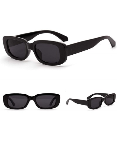Rectangular Rectangle Sunglasses for Women Retro Fashion Sunglasses UV 400 Protection Wide Frame Eyewear - CK198DEADR6 $22.33