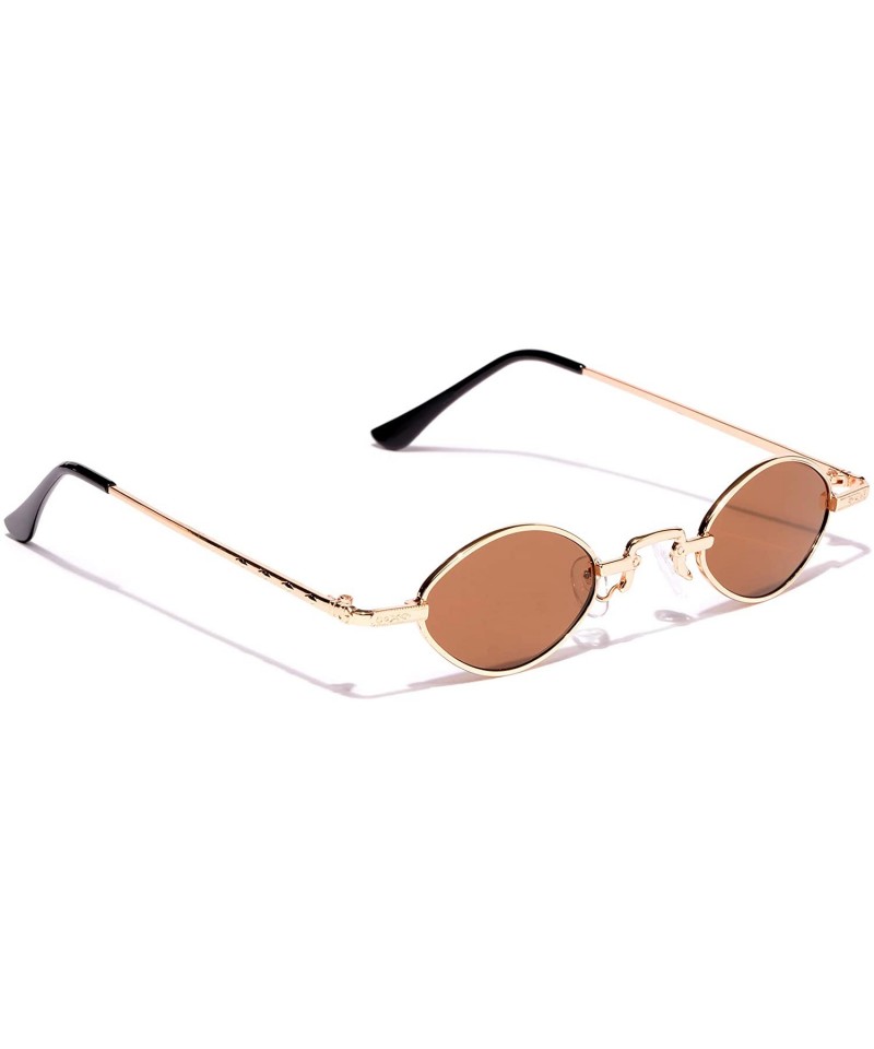 Oval Women's Vintage Small Oval Sunglasses Metal Frame - Gold - CA18WLERNEC $11.47