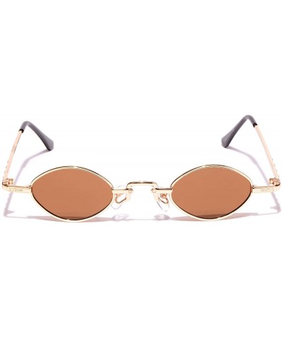 Oval Women's Vintage Small Oval Sunglasses Metal Frame - Gold - CA18WLERNEC $11.47