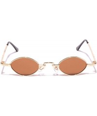 Oval Women's Vintage Small Oval Sunglasses Metal Frame - Gold - CA18WLERNEC $22.08