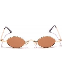 Oval Women's Vintage Small Oval Sunglasses Metal Frame - Gold - CA18WLERNEC $11.47