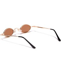 Oval Women's Vintage Small Oval Sunglasses Metal Frame - Gold - CA18WLERNEC $22.08