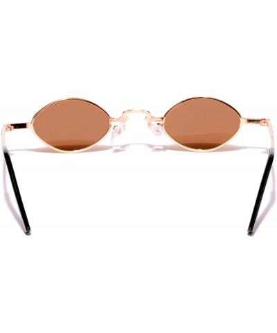 Oval Women's Vintage Small Oval Sunglasses Metal Frame - Gold - CA18WLERNEC $22.08