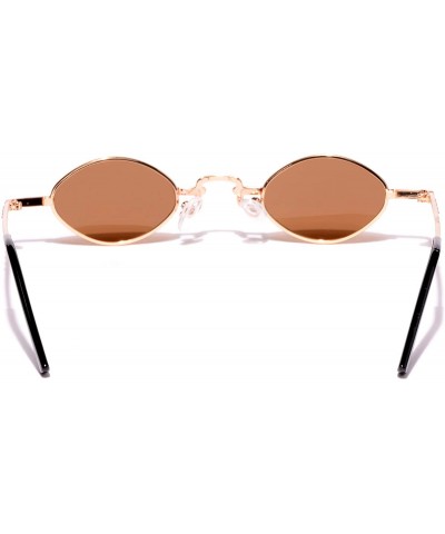 Oval Women's Vintage Small Oval Sunglasses Metal Frame - Gold - CA18WLERNEC $11.47