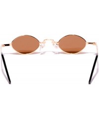 Oval Women's Vintage Small Oval Sunglasses Metal Frame - Gold - CA18WLERNEC $22.08