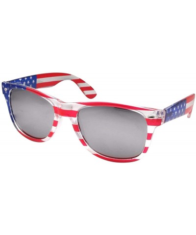 Aviator American Patriot Flag Wayfarer Sunglasses Mirror Lens USA - Silver - C211KRZBP77 $11.54