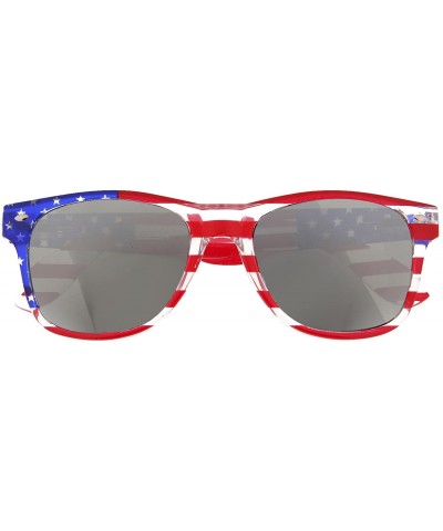 Aviator American Patriot Flag Wayfarer Sunglasses Mirror Lens USA - Silver - C211KRZBP77 $17.92