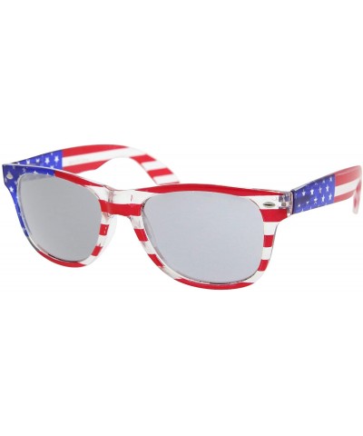 Aviator American Patriot Flag Wayfarer Sunglasses Mirror Lens USA - Silver - C211KRZBP77 $11.54