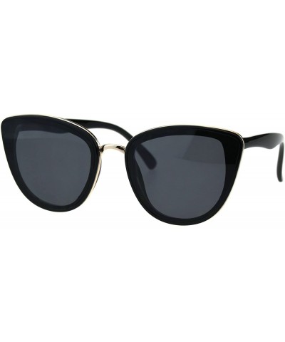 Cat Eye Womens Mod Diva Designer Fashion Cat Eye Retro Sunglasses - All Black - CB18ES3KL23 $18.16