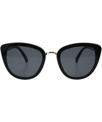 Cat Eye Womens Mod Diva Designer Fashion Cat Eye Retro Sunglasses - All Black - CB18ES3KL23 $9.21