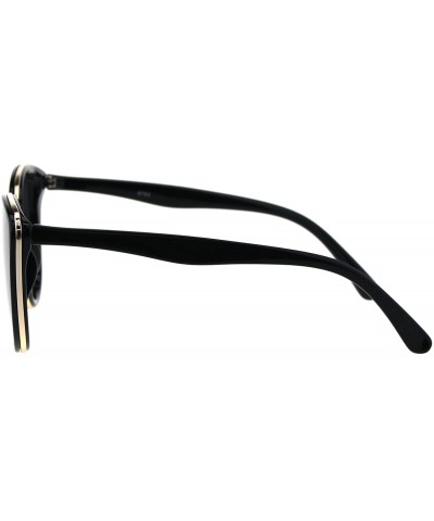 Cat Eye Womens Mod Diva Designer Fashion Cat Eye Retro Sunglasses - All Black - CB18ES3KL23 $18.41