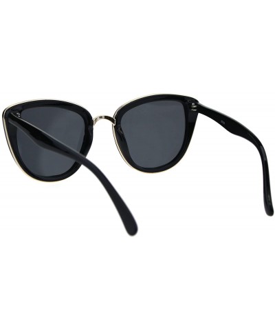 Cat Eye Womens Mod Diva Designer Fashion Cat Eye Retro Sunglasses - All Black - CB18ES3KL23 $18.16