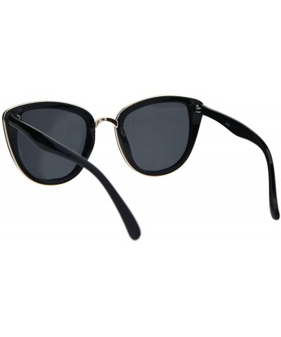 Cat Eye Womens Mod Diva Designer Fashion Cat Eye Retro Sunglasses - All Black - CB18ES3KL23 $9.21