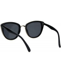 Cat Eye Womens Mod Diva Designer Fashion Cat Eye Retro Sunglasses - All Black - CB18ES3KL23 $18.41