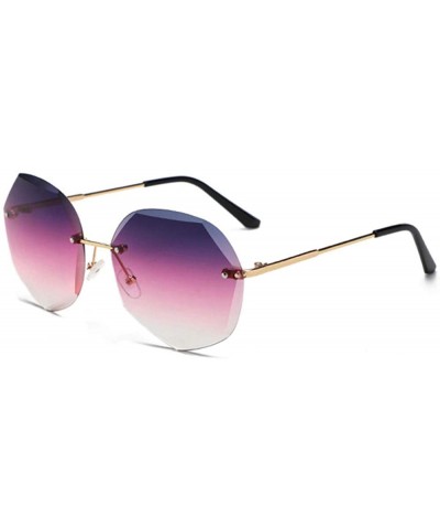 Oval sunglasses frameless personality glasses Gold gradient - C01983D4HXA $60.46