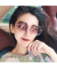 Oval sunglasses frameless personality glasses Gold gradient - C01983D4HXA $26.60