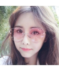 Oval sunglasses frameless personality glasses Gold gradient - C01983D4HXA $26.60