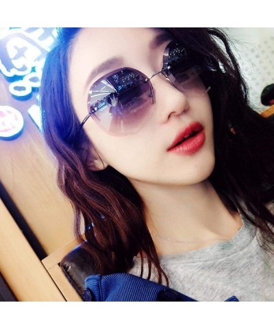 Oval sunglasses frameless personality glasses Gold gradient - C01983D4HXA $26.60