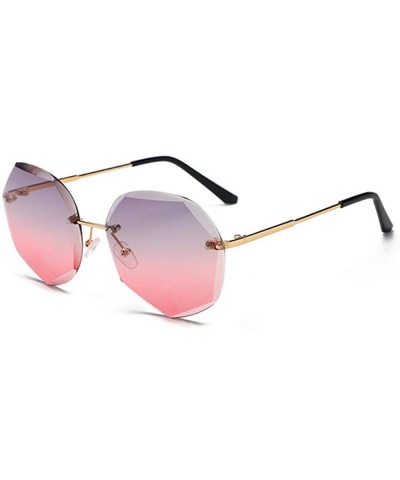 Oval sunglasses frameless personality glasses Gold gradient - C01983D4HXA $26.60