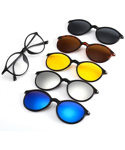 Square TR90 5Pcs Magnetic Clip on Sunglasses Over Glasses for Night Driving - Ladies/Standard Size - CX18HDUS9S7 $36.38