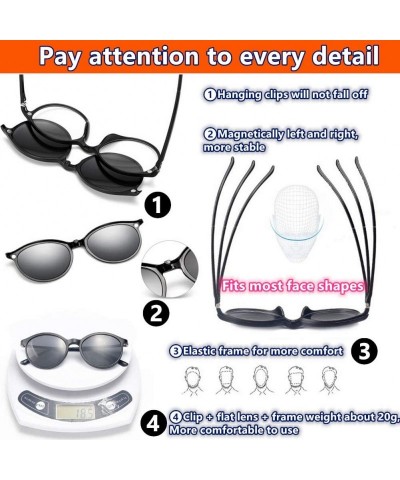 Square TR90 5Pcs Magnetic Clip on Sunglasses Over Glasses for Night Driving - Ladies/Standard Size - CX18HDUS9S7 $35.91
