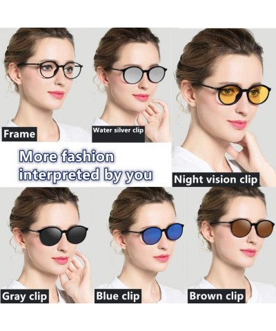 Square TR90 5Pcs Magnetic Clip on Sunglasses Over Glasses for Night Driving - Ladies/Standard Size - CX18HDUS9S7 $35.91