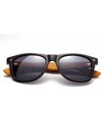 Round "Soul" Modern Retro Fashion Real Bamboo Sunglasses with Flash Lenses - CE12M1OCBX3 $14.00