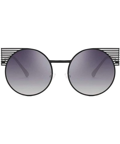 Round 2018 new fashion personality round frame metal frame unisex luxury brand designer sunglasses UV400 - Black - CL18M98T26...