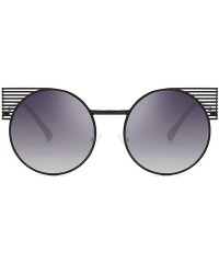 Round 2018 new fashion personality round frame metal frame unisex luxury brand designer sunglasses UV400 - Black - CL18M98T26...