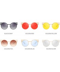 Round 2018 new fashion personality round frame metal frame unisex luxury brand designer sunglasses UV400 - Black - CL18M98T26...