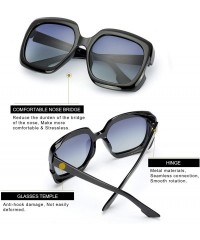 Round Square Oversized Polarized Sunglasses for Women UV Protection - Classic Vintage Large Fashion Frame Ladies Shades - CH1...