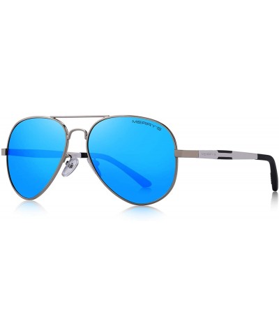 Wrap Men HD Polarized Sunglasses Aluminum Magnesium Driving Sun Glasses S8285 - Blue Mirror - CZ18NQTKY0N $8.84